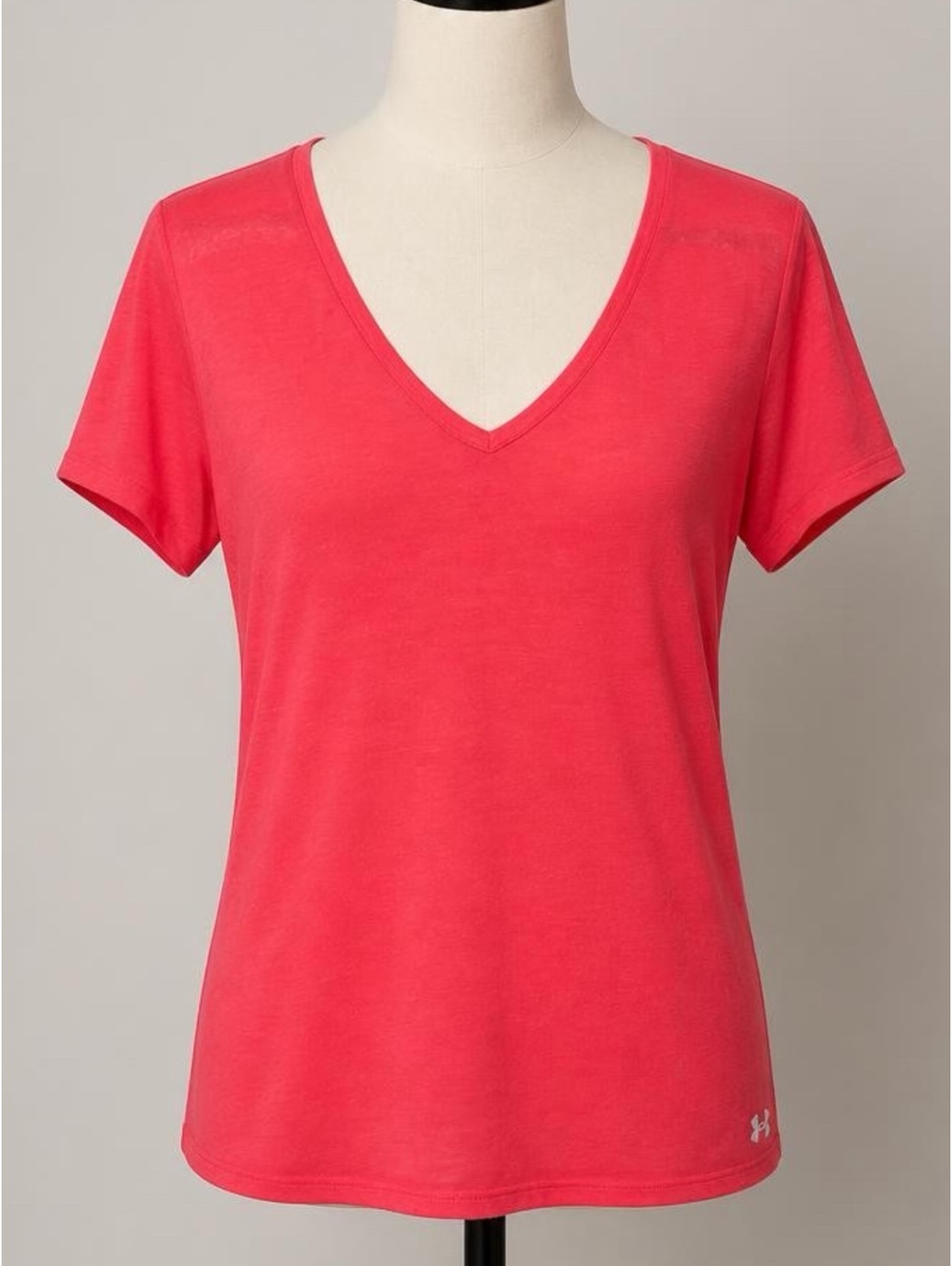 Under Armour Women's Semi-Fitted HeatGear V-Neck T-Shirt XL Pink